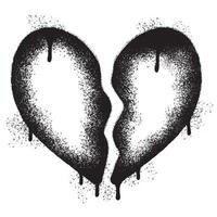 Spray Painted Graffiti Broken heart icon Word Sprayed isolated with a white background. graffiti love break icon with over spray in black over white. vector