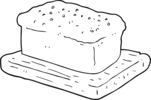 hand drawn black and white cartoon loaf of bread png