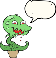 hand drawn speech bubble cartoon monster plant png