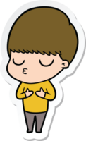 sticker of a cartoon calm boy png