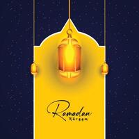 Ramadan kareem islamic occasion with lanterns greetings background vector