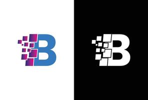 Initial Letter B digital pixel logo design template element. Letter B Pixel logo, Triangle, Blue color, Technology and digital logotype. vector