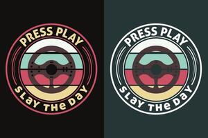 Press Play Slay The Game, Gamer Boy Shirt, Funny Gamer Tee, Gamer Gifts, Gifts for Boy, Gaming Gifts for Dad vector