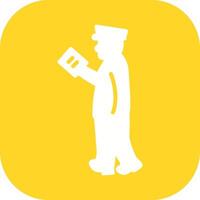 Guard Checking Passport Vector Icon