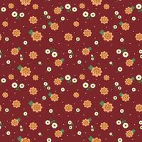 Tiny flower seamless pattern in brown background vector