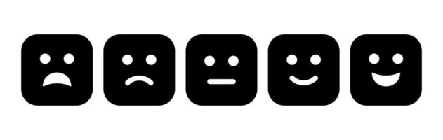 Feedback of Satisfaction Rate Level Form with Emoticons Square Emoticon. Excellent  Good  Average  Sad  Bad. Feedback  user icon experience. vector