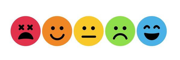 Survey Scale of Customer Satisfaction with Mood Faces Emotion Feedback. vector