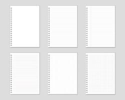 conjunto blanco documentos. blanco hojas de cuadrado y forrado papel Listo para tu mensaje. vector ilustración.