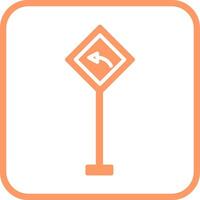 Left Turn Ahead Vector Icon