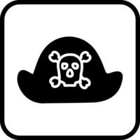 pirata en icono de vector de sombrero