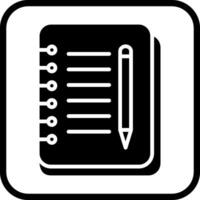 icono de vector de cuaderno y pluma