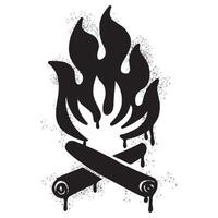 Spray Painted Graffiti camp fire icon Sprayed isolated with a white background. vector