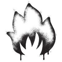 Spray Painted Graffiti Fire flame icon Sprayed isolated with a white background. graffiti Fire flame icon with over spray in black over vector