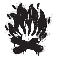 Spray Painted Graffiti camp fire icon Sprayed isolated with a white background. vector