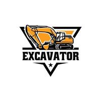 Excavator heavy duty construction logo vector template isolated in white background