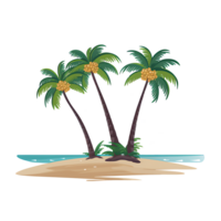 ai généré noix de coco des arbres sur tropical plage idyllique illustration de paradis png