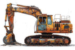 AI generated Groundbreaking Development Excavator Digging Into Earth on Construction Site for Building Infrastructure png