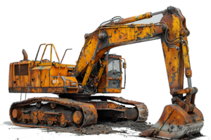 AI generated Excavator Working on Industrial Construction Site Heavy Machinery in Action for Engineering Projects, png