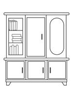 Safe Almirah Vector Illustration, shelves with books, bookshelf background, Showcase Outline Illustrations and Vectors