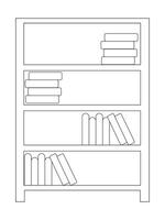 Safe Almirah Vector Illustration, shelves with books, bookshelf background, Showcase Outline Illustrations and Vectors