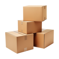 AI generated Cardboard boxes isolated on transparent background png