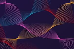 Vibrant purple background with colorful intricate lines and curves vector