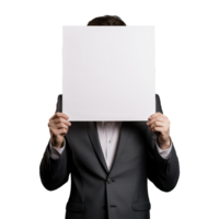 AI generated Man holding an empty placard isolated on transparent background png