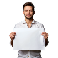 AI generated Man holding an empty placard isolated on transparent background png