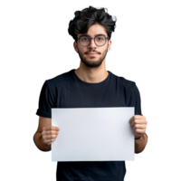 AI generated Man holding an empty placard isolated on transparent background png