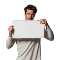 AI generated Man holding an empty placard isolated on transparent background png