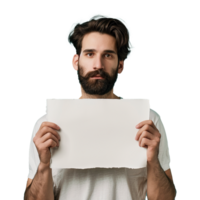 AI generated Man holding an empty placard isolated on transparent background png