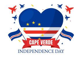 Happy Cape Verde Independence Day Vector Illustration on July 5 with Waving Flag and Ribbon in National Holiday Flat Cartoon Background