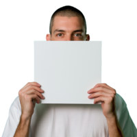 AI generated Man holding an empty placard isolated on transparent background png