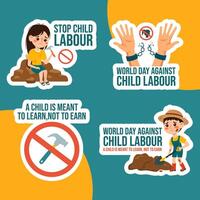 Against Child Labour Label Flat Cartoon Hand Drawn Templates Background Illustration vector