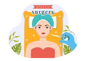 Plastic Surgery Vector Illustration of Medical Surgical Operation on the Body or Face as Expected using Advanced Equipment in Cartoon Background