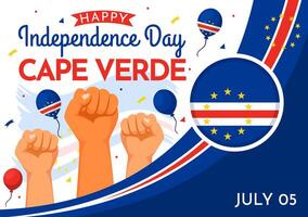 contento capa verde independencia día vector ilustración en julio 5 5 con ondulación bandera y cinta en nacional fiesta plano dibujos animados antecedentes