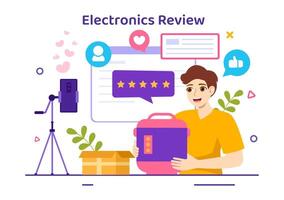 Electronics Review Vector Illustration with Customer Rating Quality of Service or Application and Provide Feedback in Flat Cartoon Background