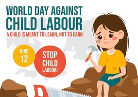 Against Child Labour Social Media Background Flat Cartoon Hand Drawn Templates Illustration vector