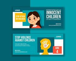 Innocent Children Victims of Aggression Horizontal Banner Templates Background Illustration vector