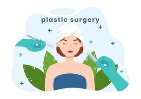 Plastic Surgery Vector Illustration of Medical Surgical Operation on the Body or Face as Expected using Advanced Equipment in Cartoon Background