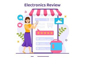 electrónica revisión vector ilustración con cliente clasificación calidad de Servicio o solicitud y proporcionar realimentación en plano dibujos animados antecedentes