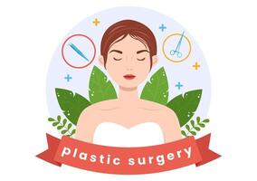 el plastico cirugía vector ilustración de médico quirúrgico operación en el cuerpo o cara como previsto utilizando avanzado equipo en dibujos animados antecedentes