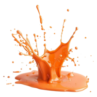 ai gegenereerd verf oranje plons geïsoleerd Aan transparant achtergrond png