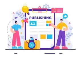 Digital Publishing Content Blog Marketing Writing Vector Illustration for Social Media or Webpage Organization in Flat Cartoon Background Design