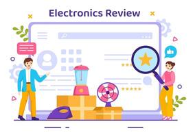 electrónica revisión vector ilustración con cliente clasificación calidad de Servicio o solicitud y proporcionar realimentación en plano dibujos animados antecedentes