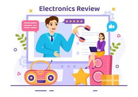 Electronics Review Vector Illustration with Customer Rating Quality of Service or Application and Provide Feedback in Flat Cartoon Background