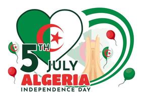 Happy Algeria Independence Day Vector Illustration with Waving Flag and Map in National Holiday Flat Cartoon Background Design