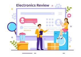 electrónica revisión vector ilustración con cliente clasificación calidad de Servicio o solicitud y proporcionar realimentación en plano dibujos animados antecedentes