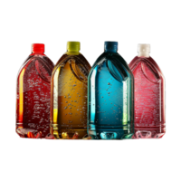 AI generated Plastic bottle liquid detergents various colors isolated on transparent background png