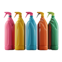 AI generated Plastic bottle liquid detergents various colors isolated on transparent background png